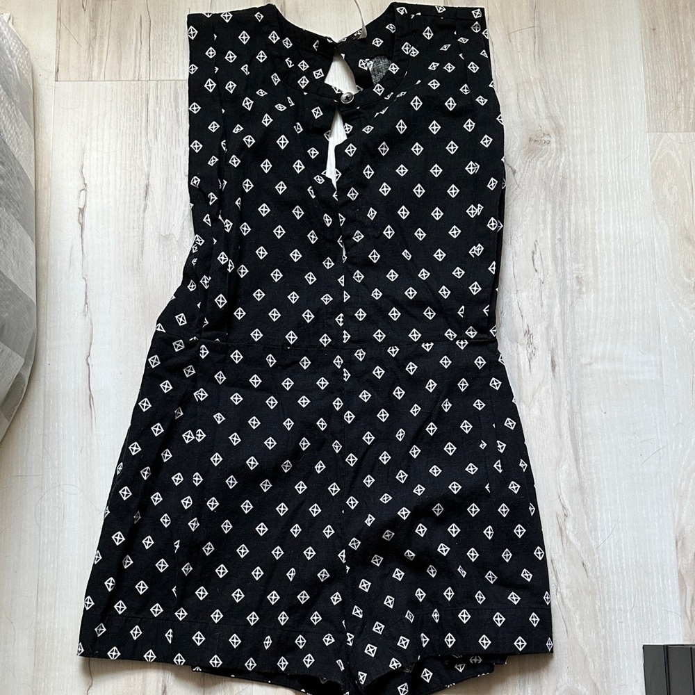 Free People Black and White Patterned Romper